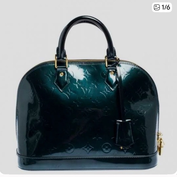 LV Alma GM Bleu Nuit Vernis Patent Leather Top Handle Bag  - Collectible💎 - Picture 1 of 15